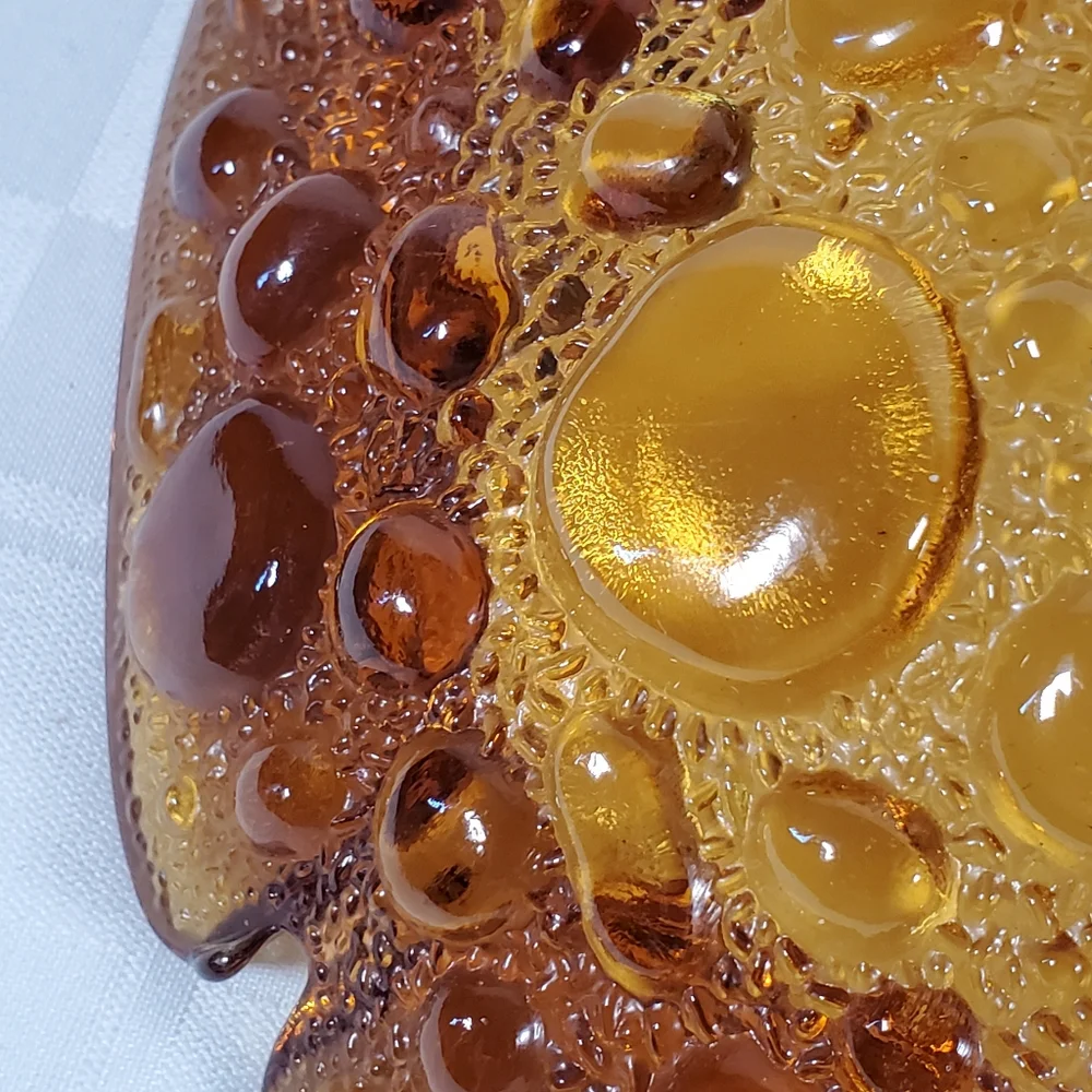 70's 80's Amber Glass Bubble Ashtray MCM - Picture 5 of 5